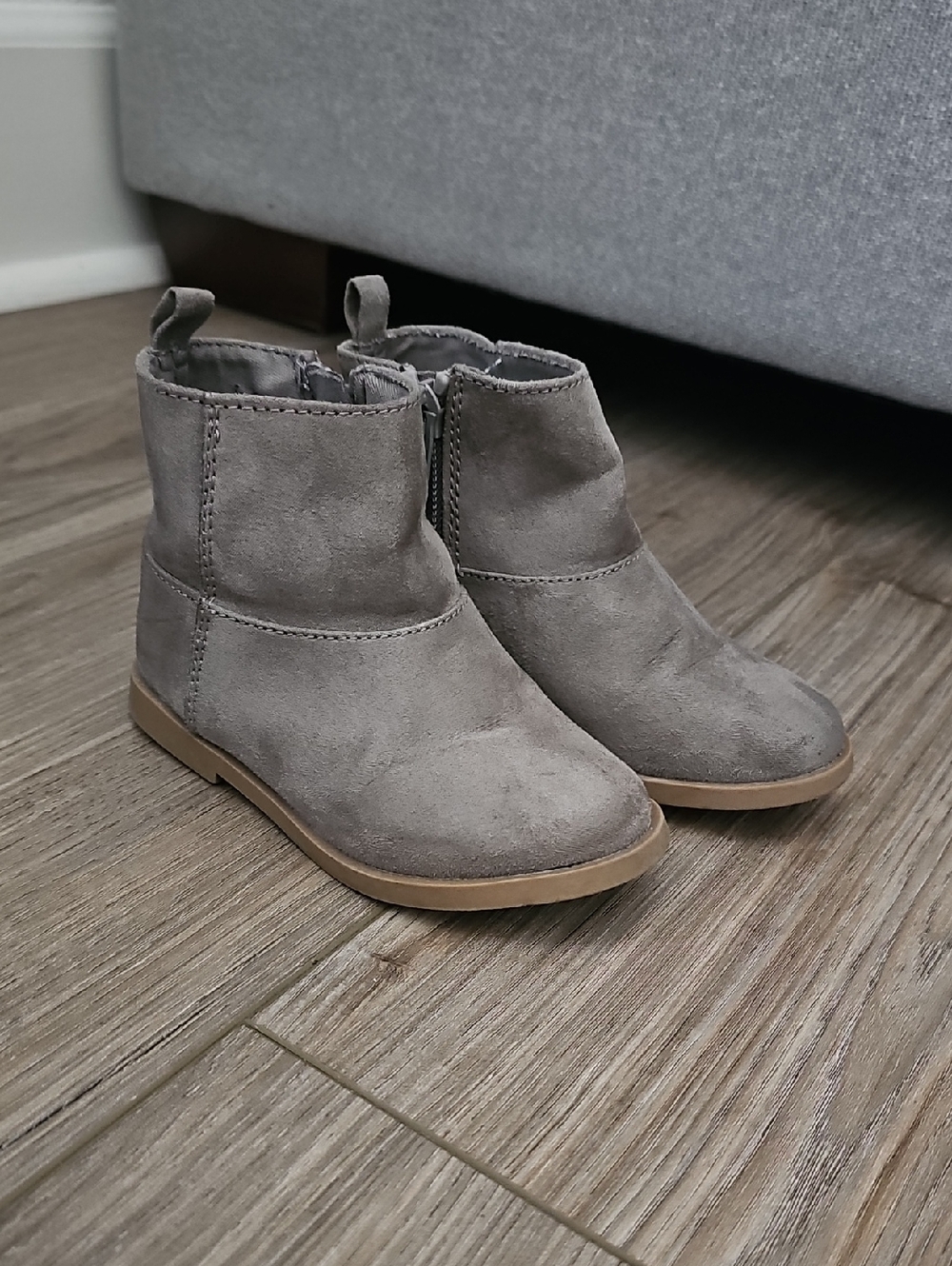 Old Navy Taupe Suede Zip Ankle Boots